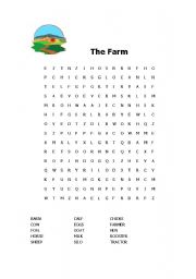 English worksheet: The Farm Wordsearch
