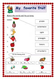 English Worksheet: My favorite fruit