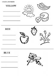 English Worksheet: COLOR AND WRITE