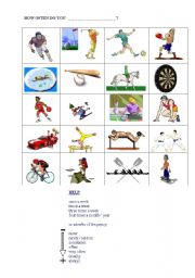 English Worksheet: HOW OFTEN  +  SPORTS