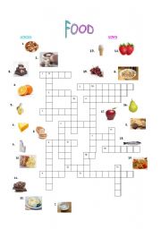 English Worksheet: food crossword