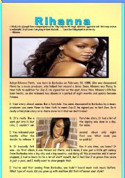 English Worksheet: rihanna - reading and listening