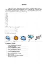 English worksheet: The weather