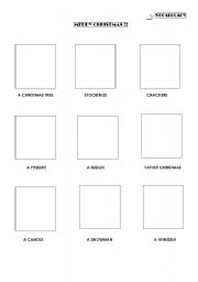 English worksheet: Christmas vocabulary -Draw !!