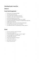 English Worksheet: CHECKING GUESTS IN AND OUT