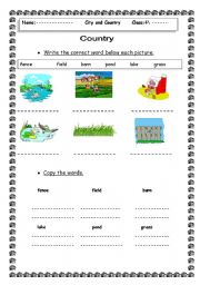 English worksheet: country