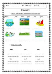 English Worksheet: country