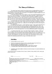 English Worksheet: The History of Halloween