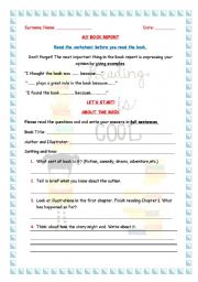 English Worksheet: Excellent Book report- It has everything you need