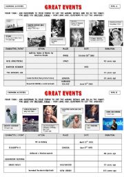 English Worksheet: GREAT  EVENTS