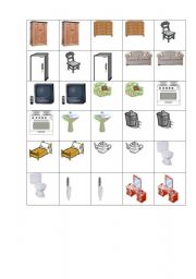 English Worksheet: Vocabulary: furniture (memory game)
