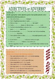 ADJECTIVES & ADVERBS  - 4 PAGES WITH 6 VARIOUS EXERCISES!!! (FULLY EDITABLE)!