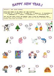 English Worksheet: HAPPY  NEW  YEAR  ( 2 pages )