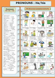 English Worksheet: Pronouns: he/his