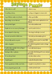 English Worksheet: SAYINGS PUZZLE CARDS!!