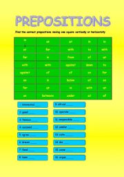 English Worksheet: Prepositions