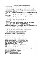 English Worksheet: worksheet on present perfect tense