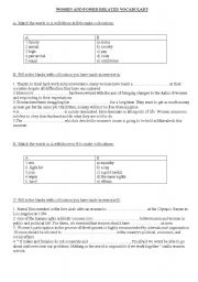 English Worksheet: vocabulary related to women and power