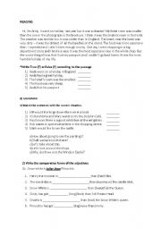 English Worksheet: grammar and reading activity