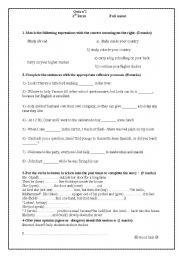 English worksheet: Quiz