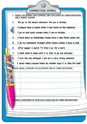 English Worksheet: CONNECTING WORDS 