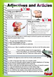 English Worksheet: Adjectives and Articles