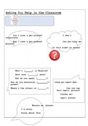 English Worksheet: Asking for Help in the Classroom