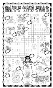 English Worksheet: NEW YEAR PUZZLE - NUMBER THE PICTURES