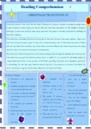 English Worksheet: Christmas Traditions in Ukraine