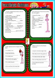 English Worksheet: Present Simple and Present Continuous -Black & white version included