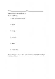 English worksheet: The Light at Tern Rock preread activity