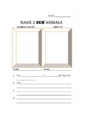 English worksheet: Comparison Invent an Animal