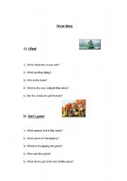 English Worksheet: Short Films Questions