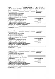 English Worksheet: Peer-Evaluation Sheet