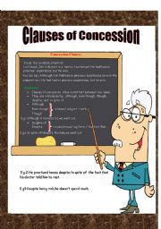 English Worksheet: Expressing Concession:Although /Though &Eventhough Vs Despite &In spite of