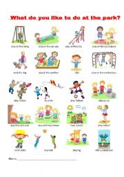 English Worksheet: What do you like to do at the park?