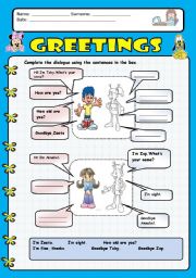 English Worksheet: Greetings 1