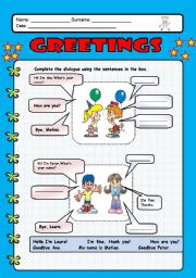 English Worksheet: Greetings 2