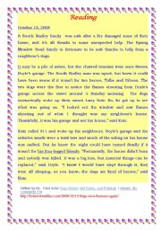 English Worksheet: A reading passage about Tallie and Gibson;two dogs=two hereos/ useful for end-term exam 1st year secondary education Tunisia