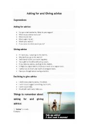 English Worksheet: asking and giving advice
