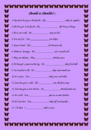 English Worksheet: should   or  shouldnt 2