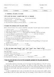 English Worksheet: December 1 Bachillerato exam