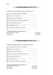 English Worksheet: Classroom English test