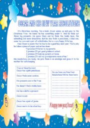 English Worksheet: Oscar and his new year resolutions