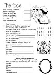 English Worksheet: The face