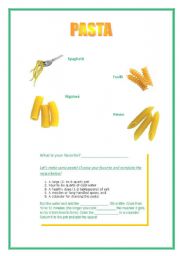 English worksheet: Pasta