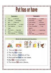 English Worksheet: Put has or have