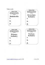 English Worksheet: Taboo cards