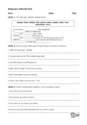 English Worksheet: Frequency Adverbs handout