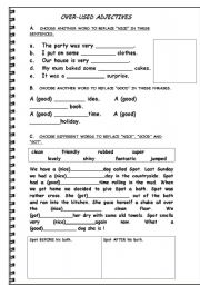 English worksheet: OVER-USED ADJECTIVES